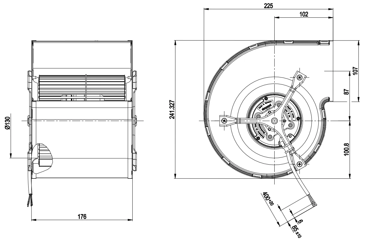 Габаритные размеры Ebmpapst Габаритные размеры D1G160-DA19-52 Ebmpapst