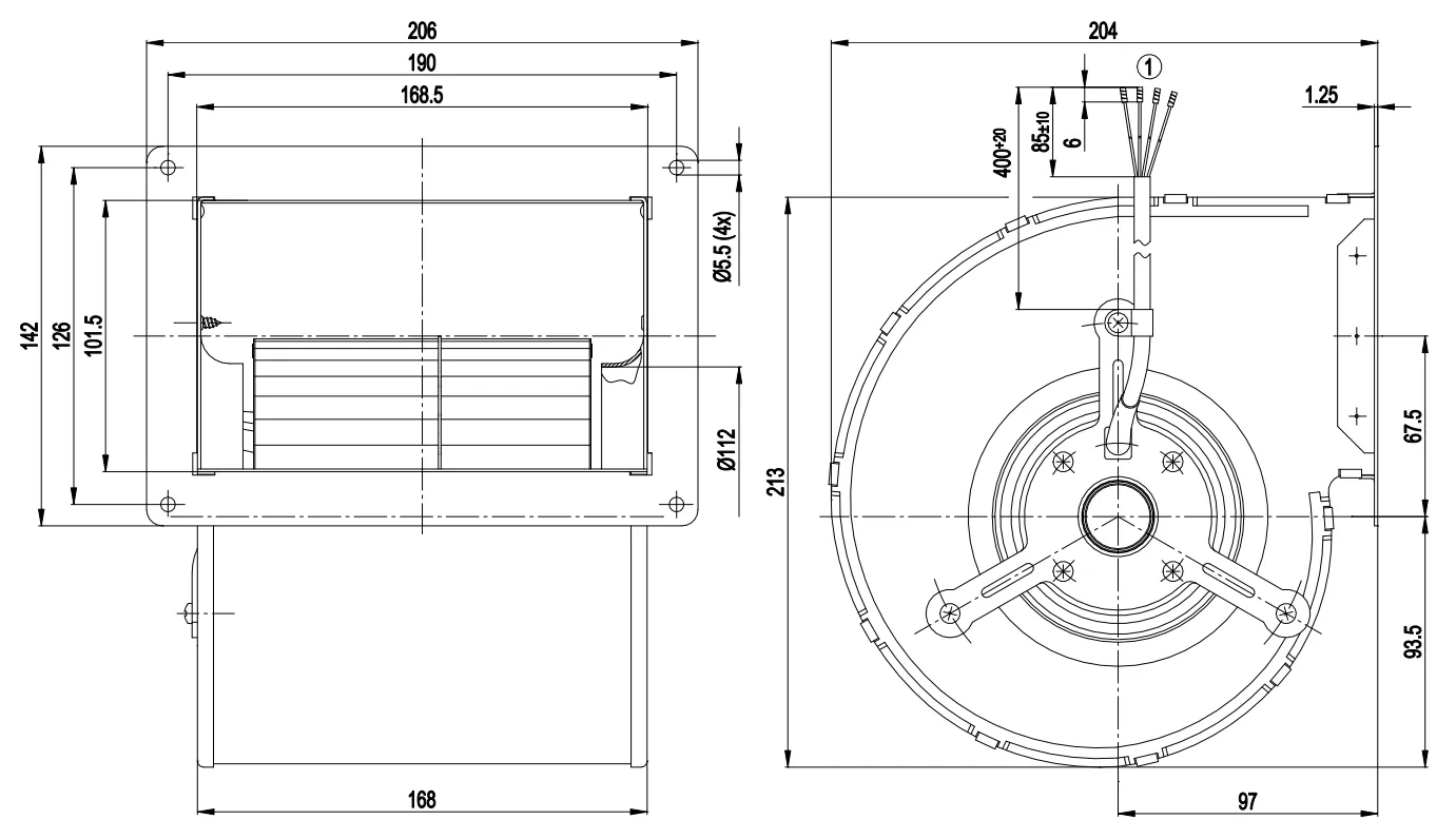 Габаритные размеры D2E133-CI33-22