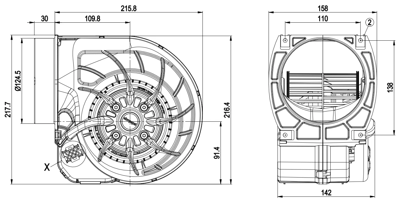 Габаритные размеры D2E140-HR97-07