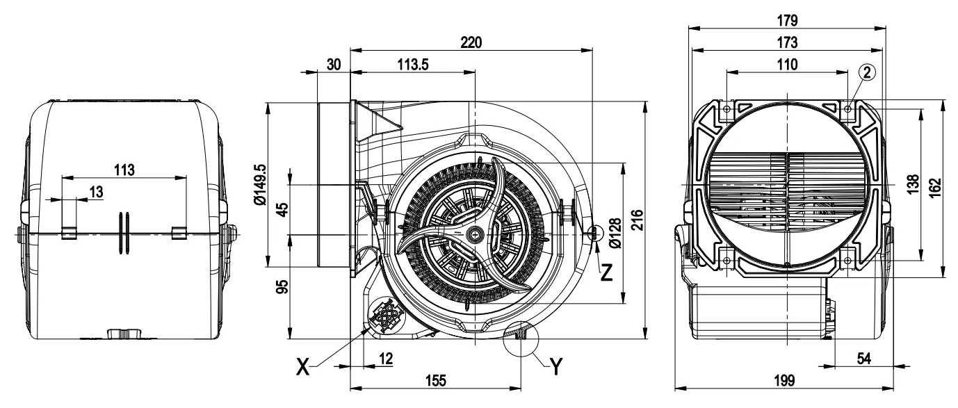 Габаритные размеры D2E146-HR93-03