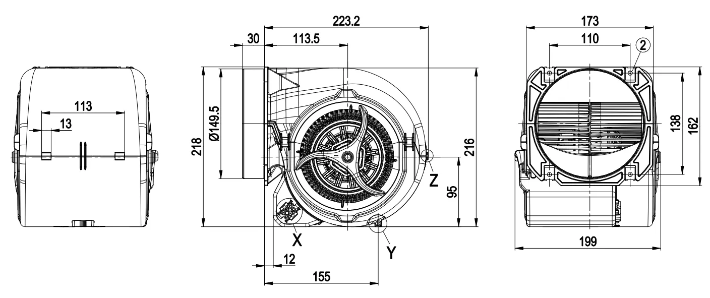 Габаритные размеры D2E146-HS97-03