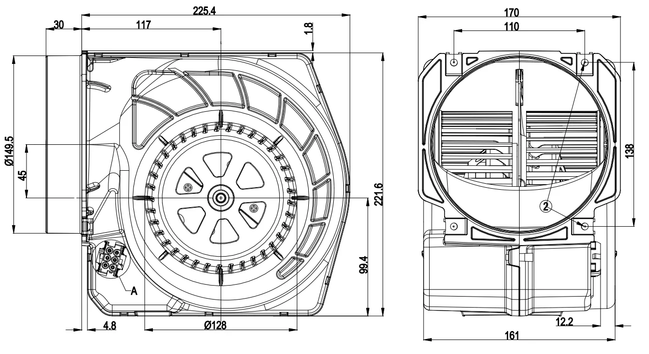 Габаритные размеры D2E146-KA45-01 Габаритные размеры D2E146-KA45-01