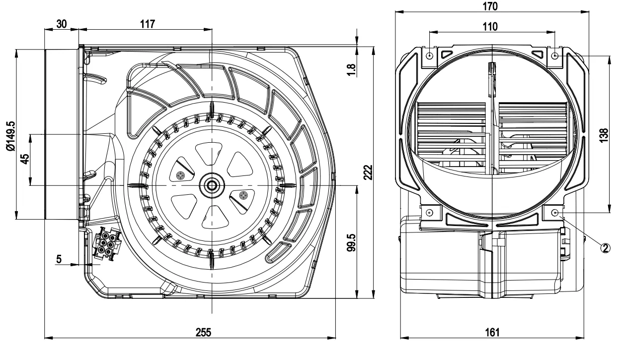 Габаритные размеры D2E146-KB27-01 Габаритные размеры D2E146-KB27-01