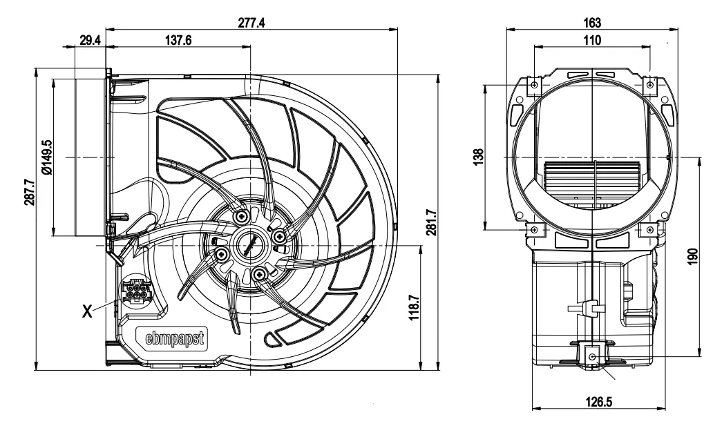 Габаритные размеры D2E160-FK11-02