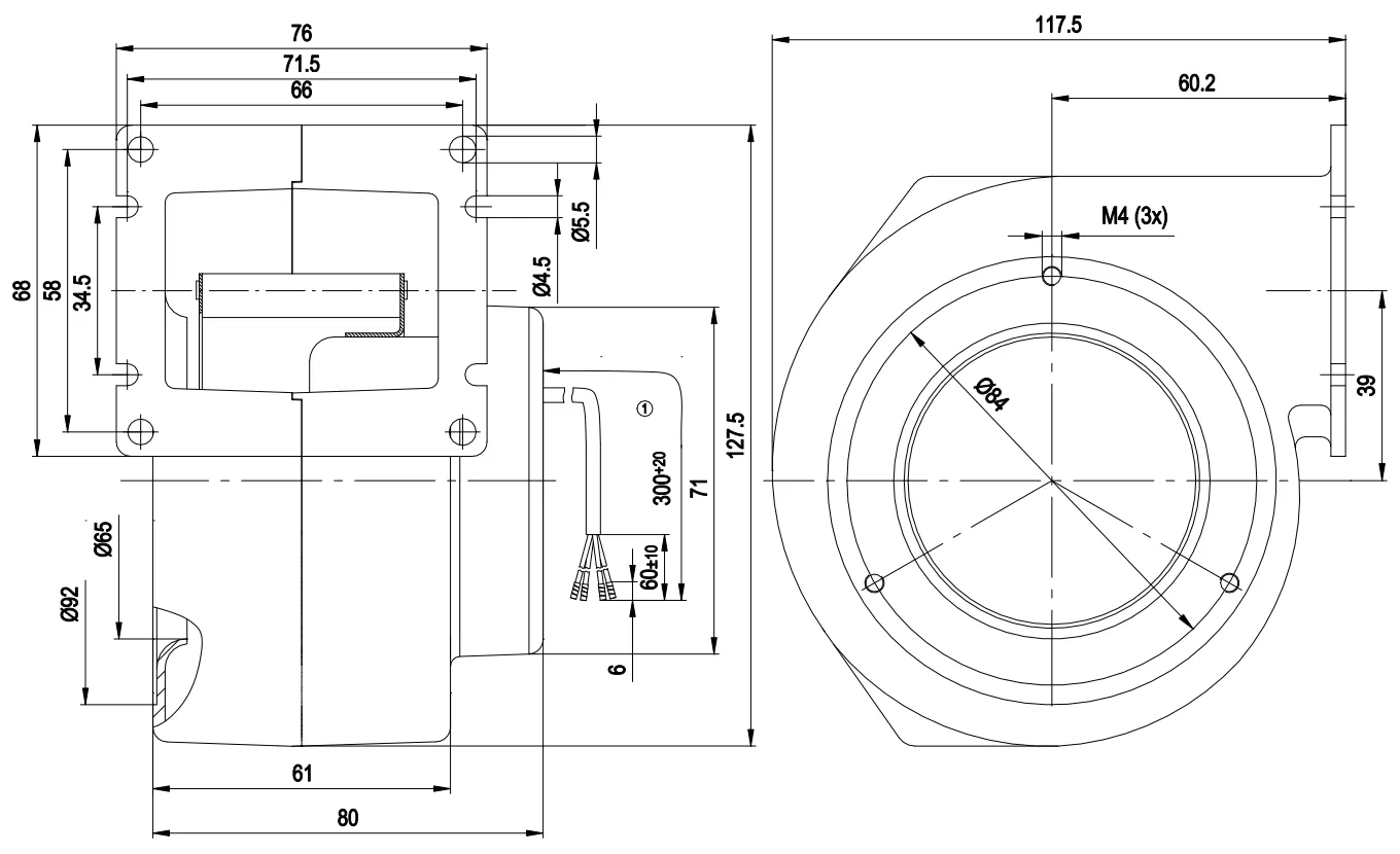 Габаритные размеры Ebmpapst Габаритные размеры G1G085-AB05-01 Ebmpapst