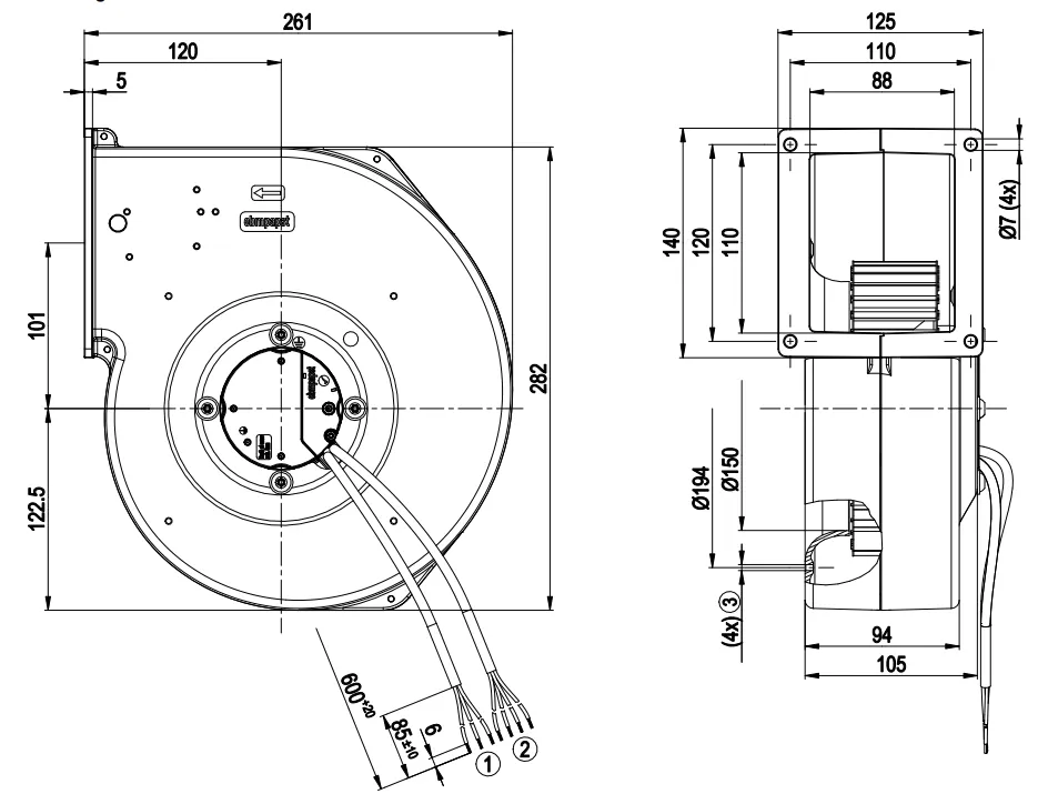 Габаритные размеры G3G180-CG01-03