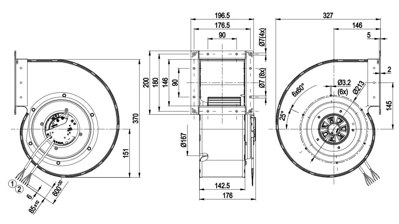 Габаритные размеры G3G200-BF01-03