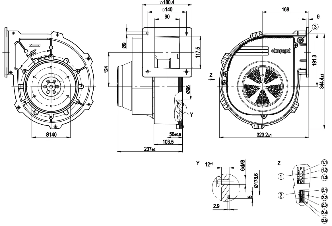 Габаритные размеры G3G200-GN20-01 Габаритные размеры G3G200-GN20-01