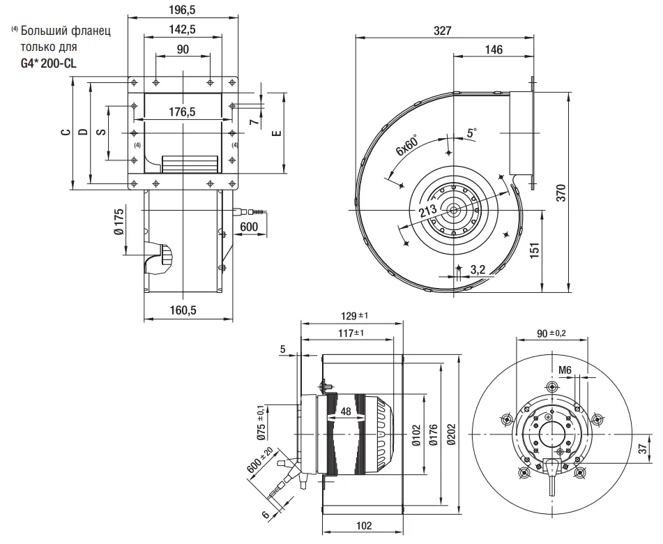 Габаритные размеры G4D200-CL12-01 Габаритные размеры G4D200-CL12-01