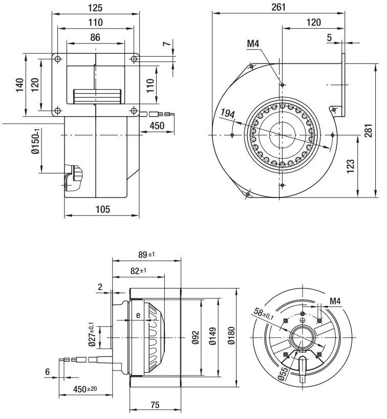 Габаритные размеры G4E180-AB01-01