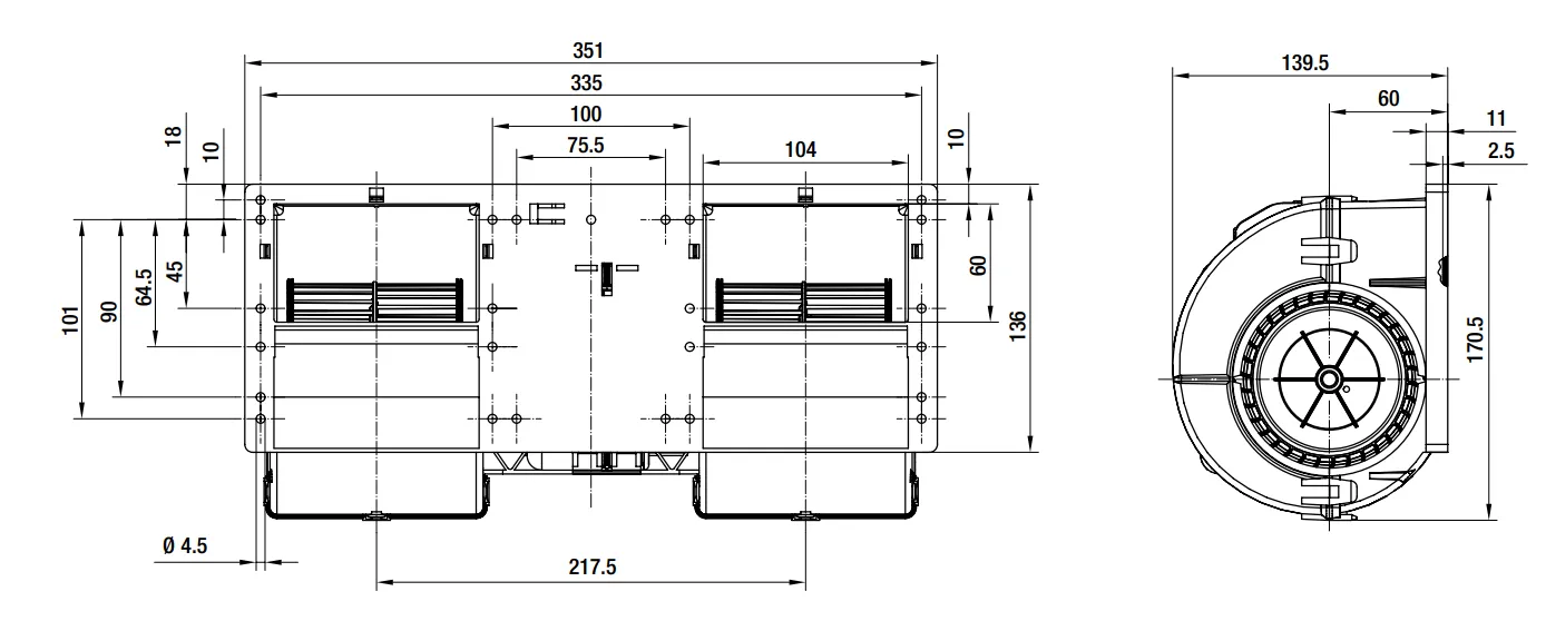 Габаритные размеры Ebmpapst Габаритные размеры K3G097-AK32-42 Ebmpapst