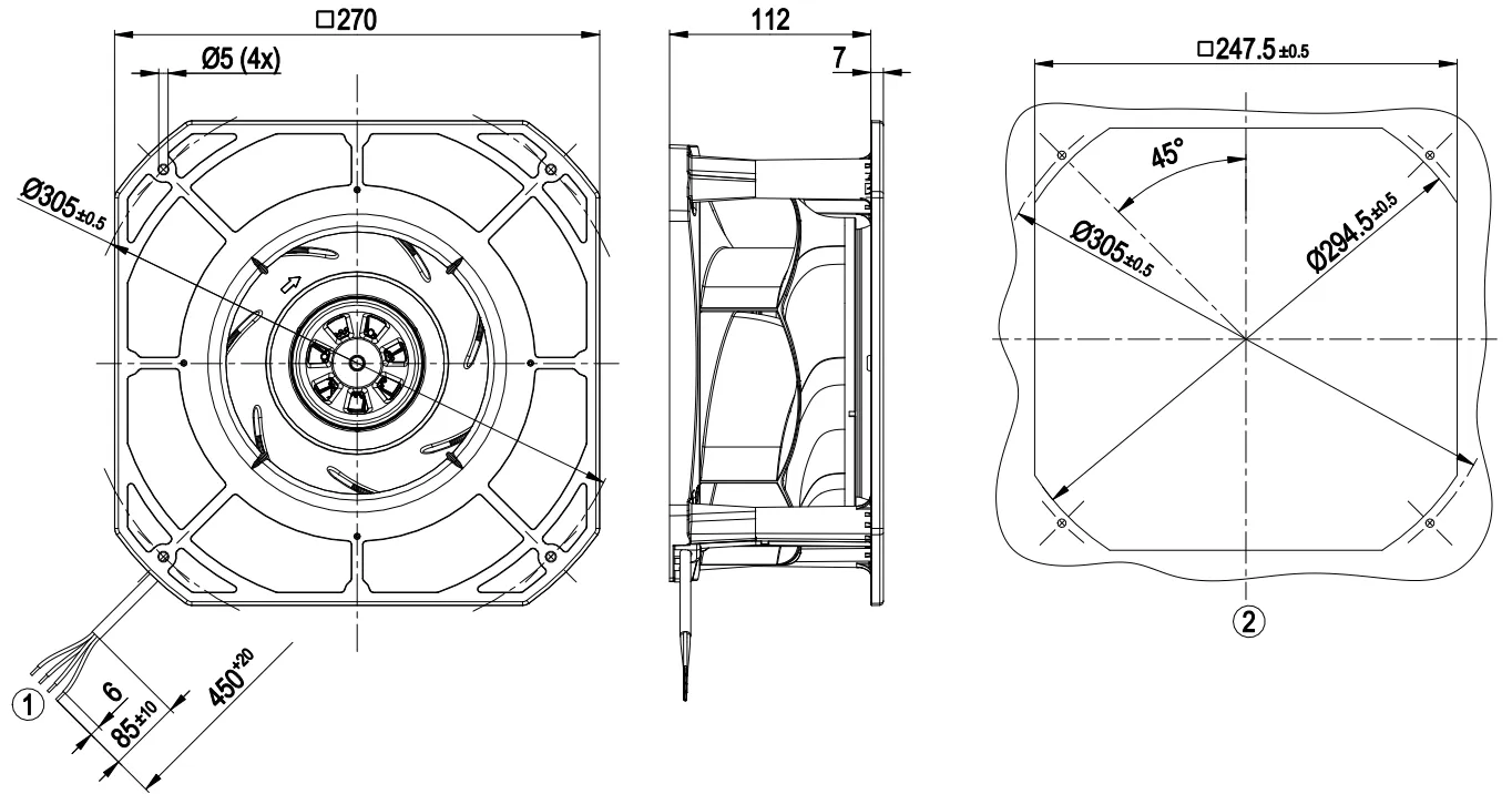 Габаритные размеры K3G225-RD05-03