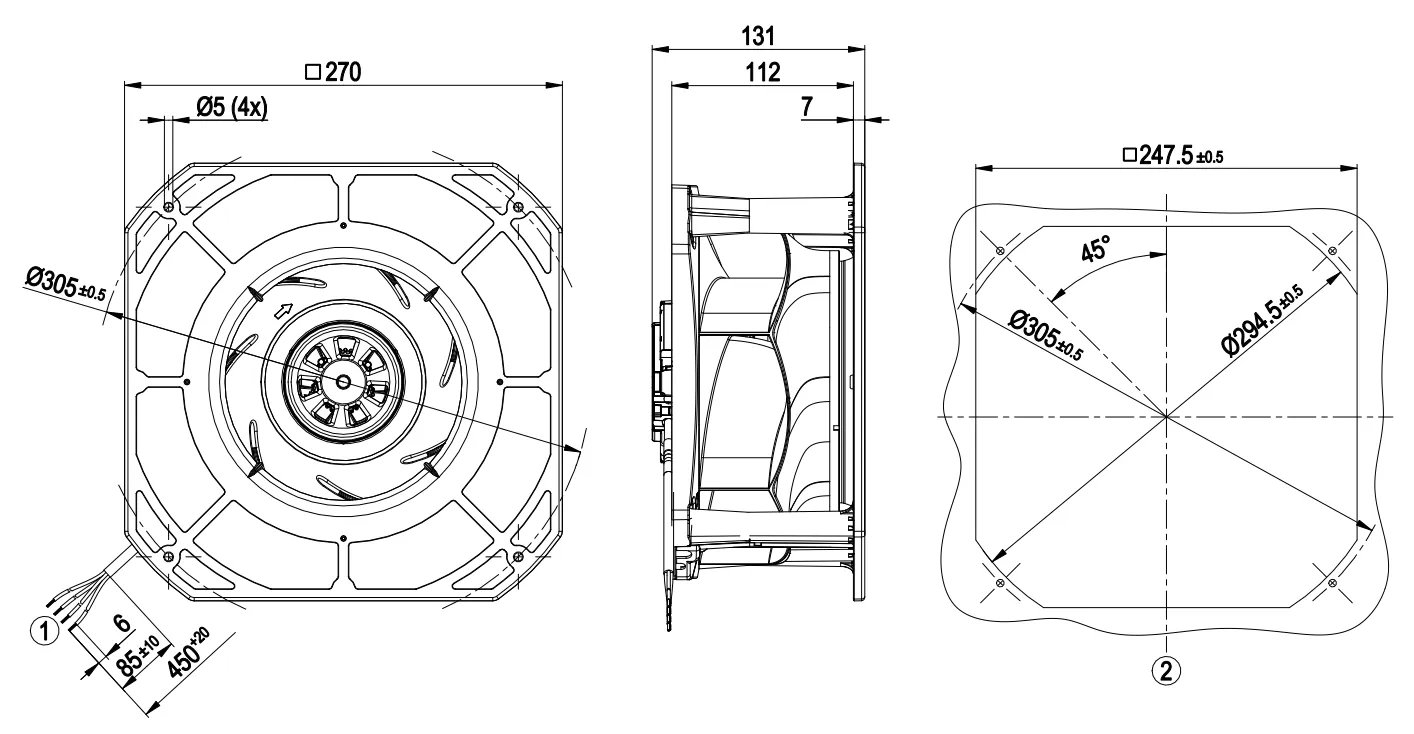 Габаритные размеры K3G225-RE07-03