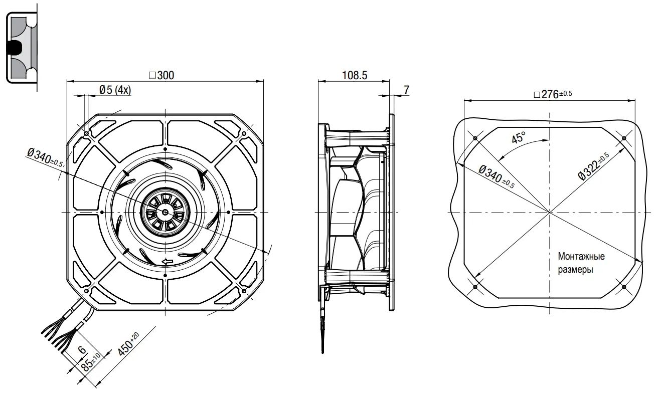 Габаритные размеры K3G250-RE07-07