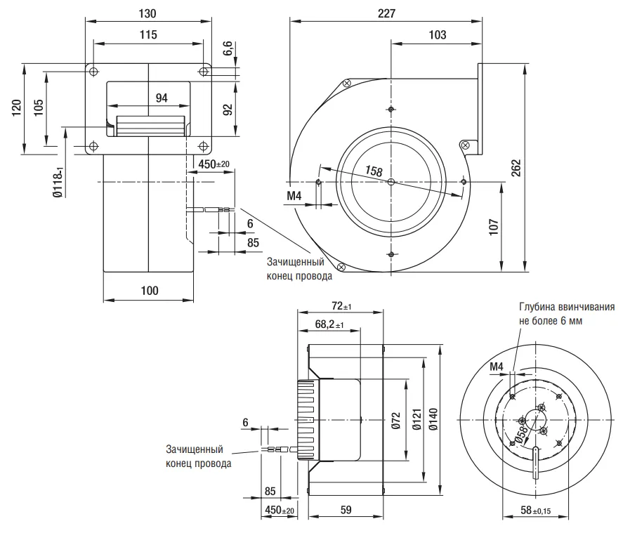 Габаритные размеры R1G140-AV21-02 Ebmpapst