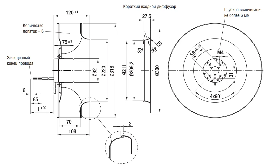 Габаритные размеры R1G310-AD33-52 Ebmpapst