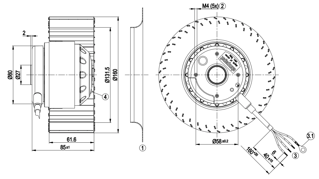 Габаритные размеры R2D160-AC02-13 Габаритные размеры R2D160-AC02-13