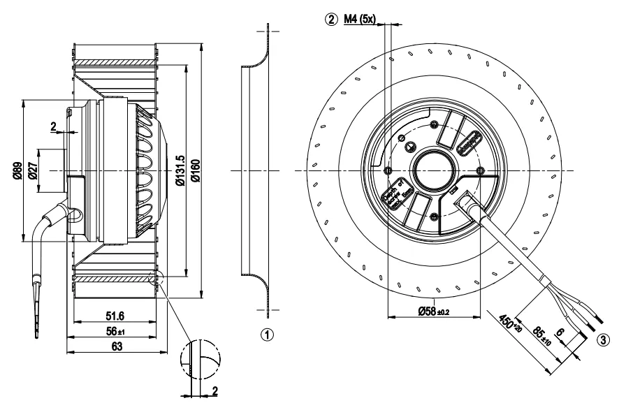 Габаритные размеры R2E160-AF24-10 Габаритные размеры R2E160-AF24-10