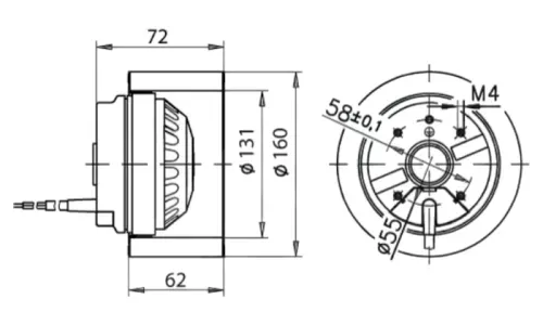 Габаритные размеры центробежного вентилятора R2E160AD0139 Ebmpapst