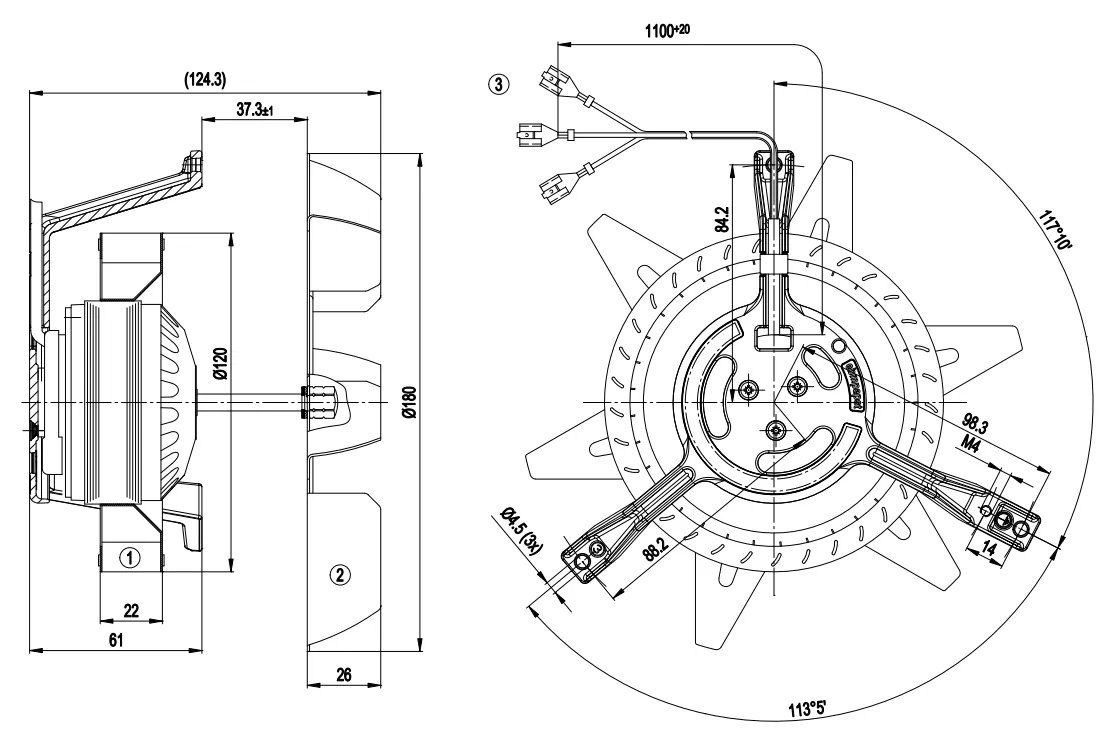 Габаритные размеры R2E180-BD52-06 Габаритные размеры R2E180-BD52-06