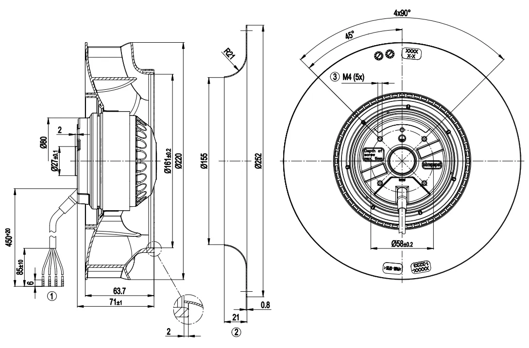 Габаритные размеры R2E220-RB06-14 Габаритные размеры R2E220-RB06-14