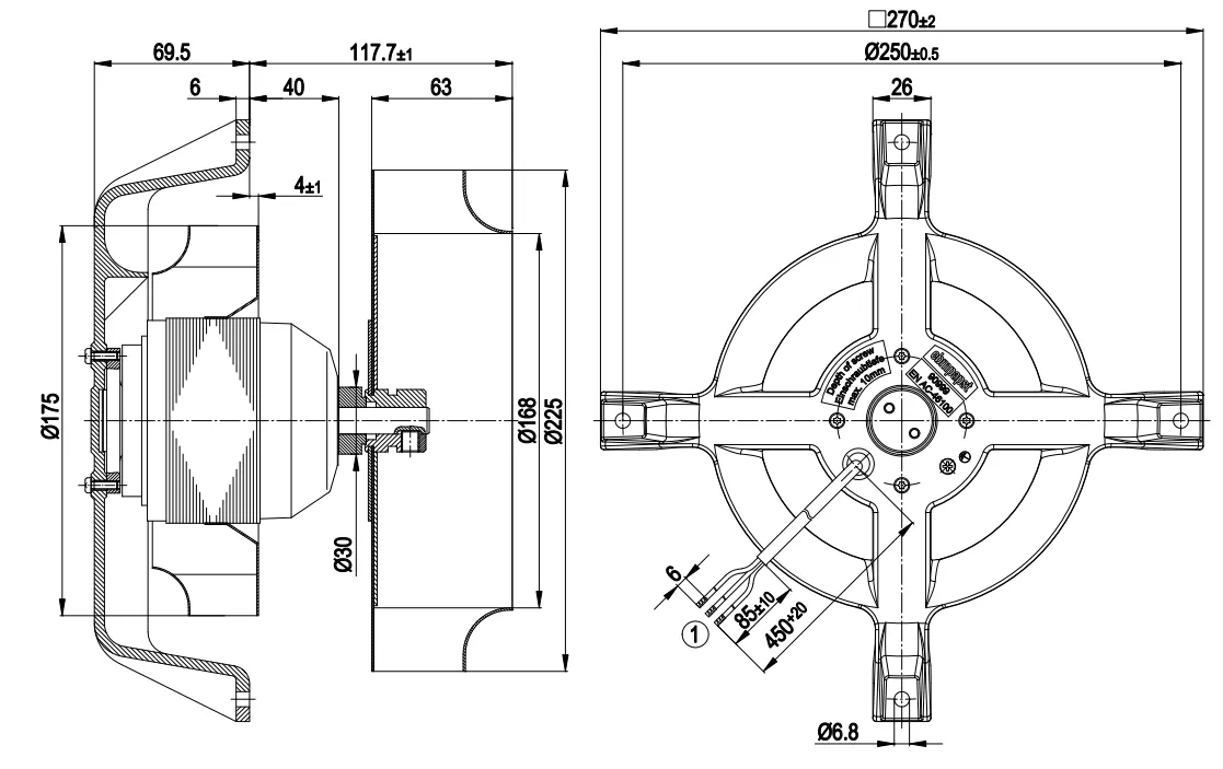 Габаритные размеры R2E225-AG01-21