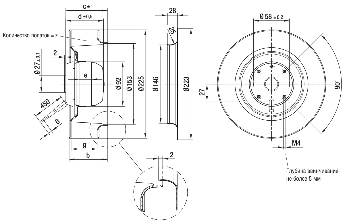 Габаритные размеры R2E225-BD92-64 Габаритные размеры R2E225-BD92-64