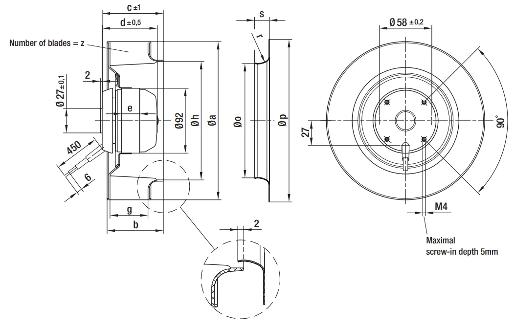 Габаритные размеры R2E250-AS47-32