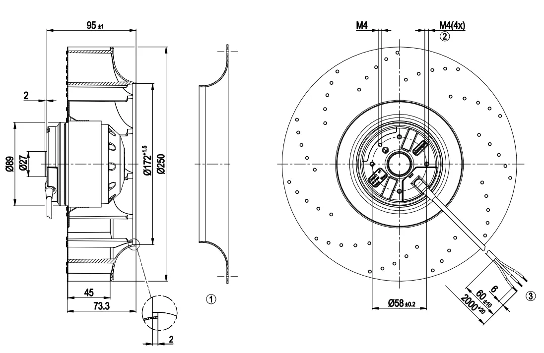 Габаритные размеры R2E250-AV62-23 Габаритные размеры R2E250-AV62-23