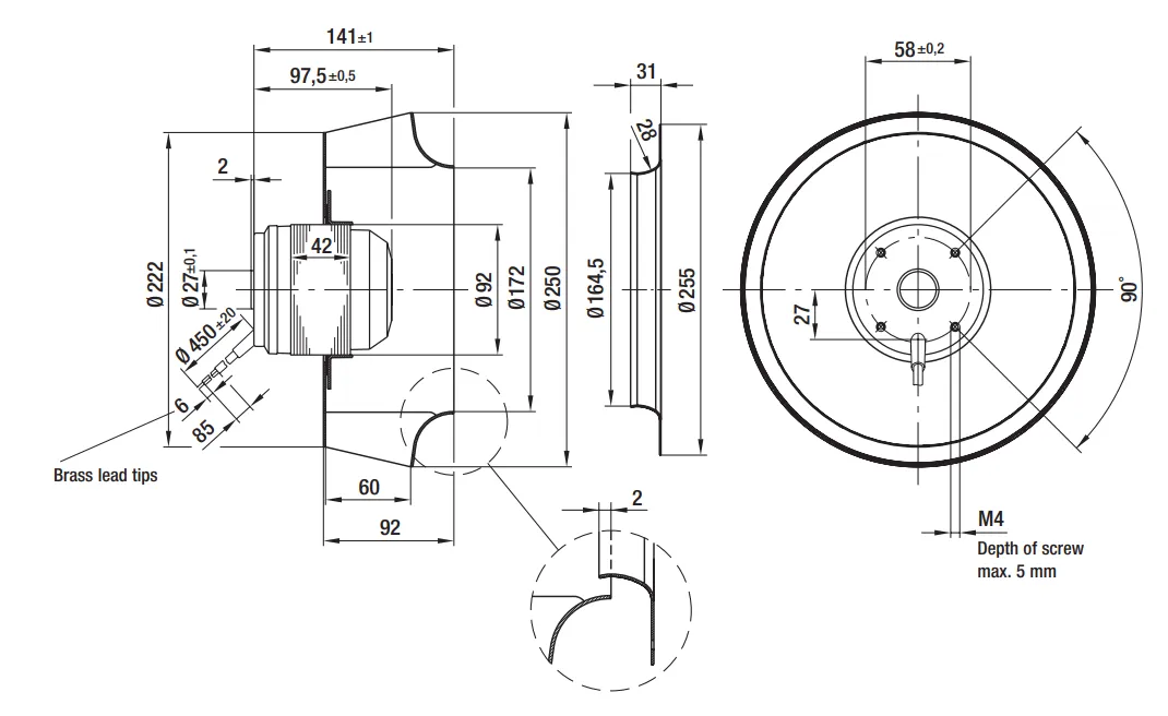 Габаритные размеры R2E250-AW50-05