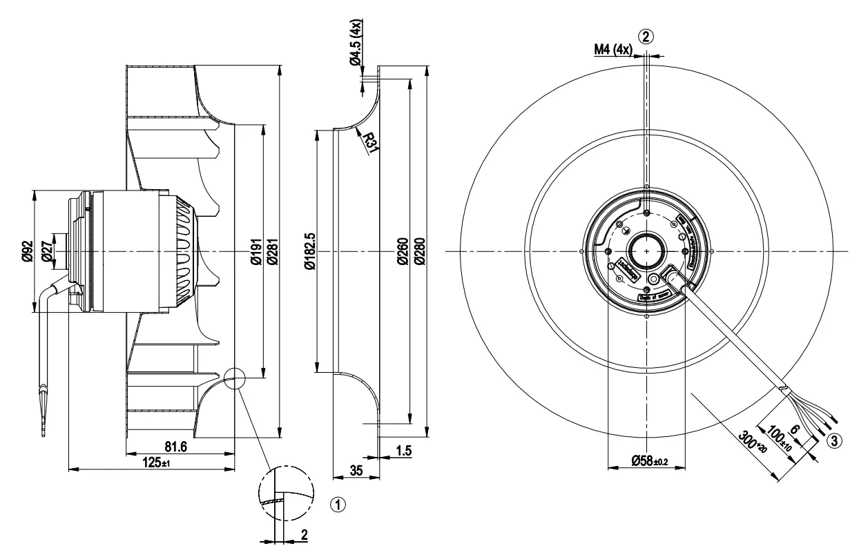 Габаритные размеры R2E280-AE52-31 Габаритные размеры R2E280-AE52-31