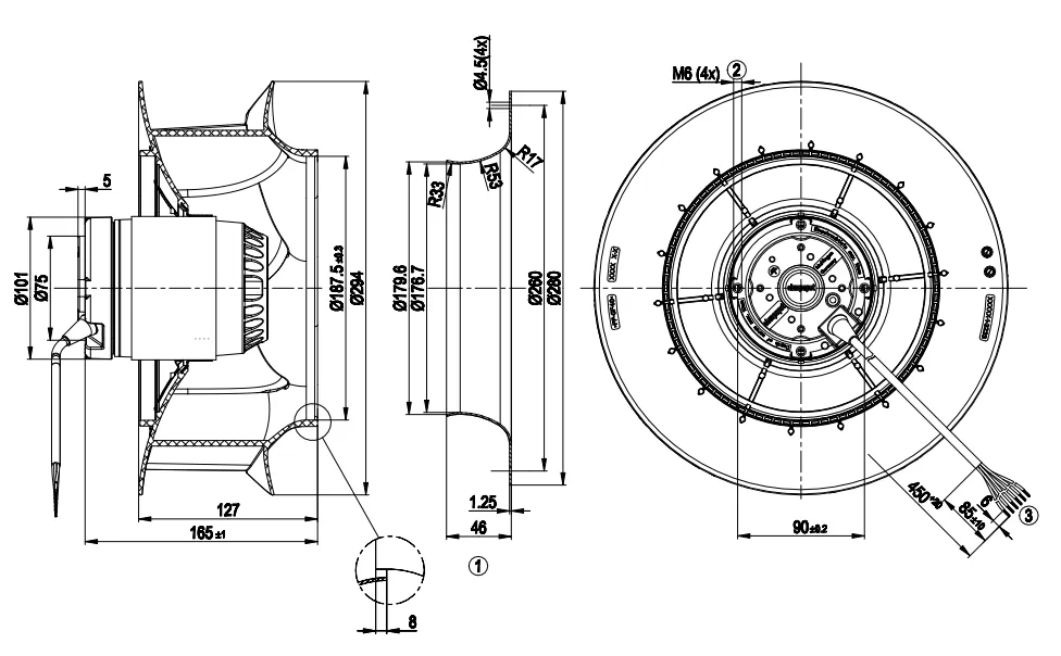Габаритные размеры R2E280-RB01-01 Габаритные размеры R2E280-RB01-01