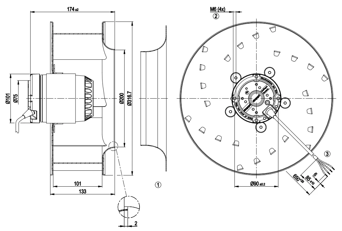 Габаритные размеры R2E310-AA01-09 Габаритные размеры R2E310-AA01-09