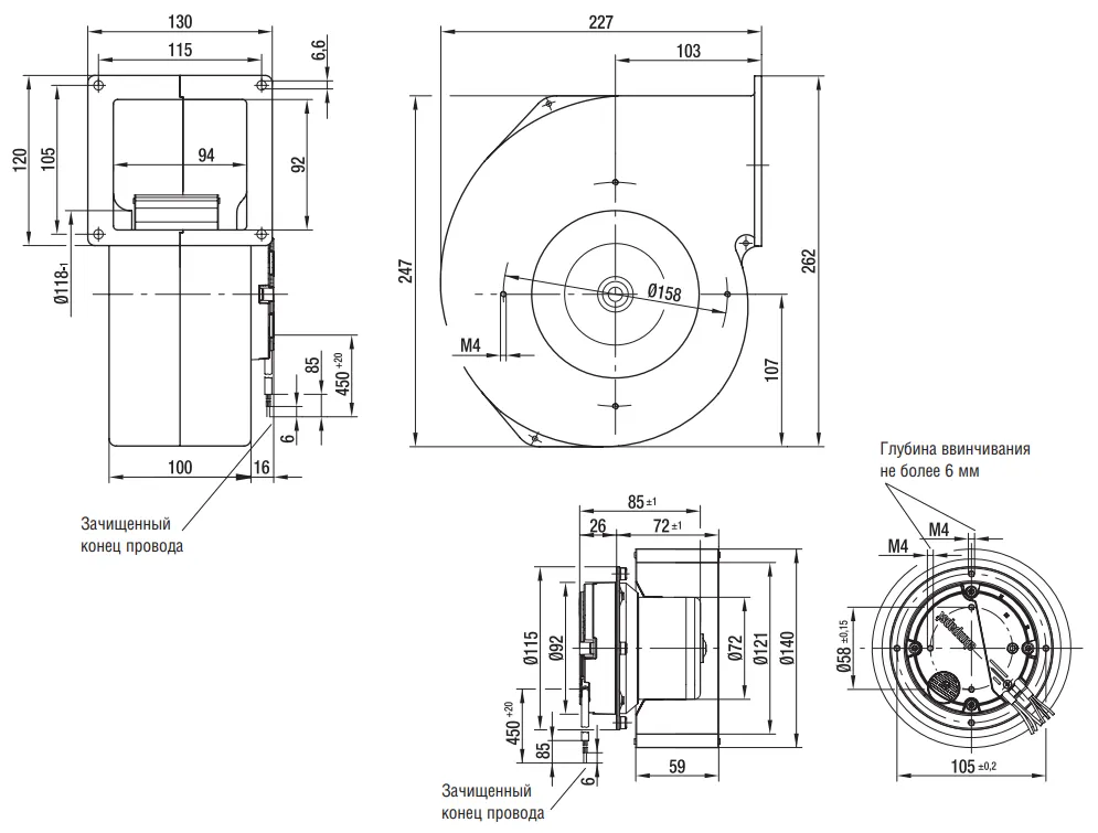 Габаритные размеры R3G140-AV03-02 Ebmpapst