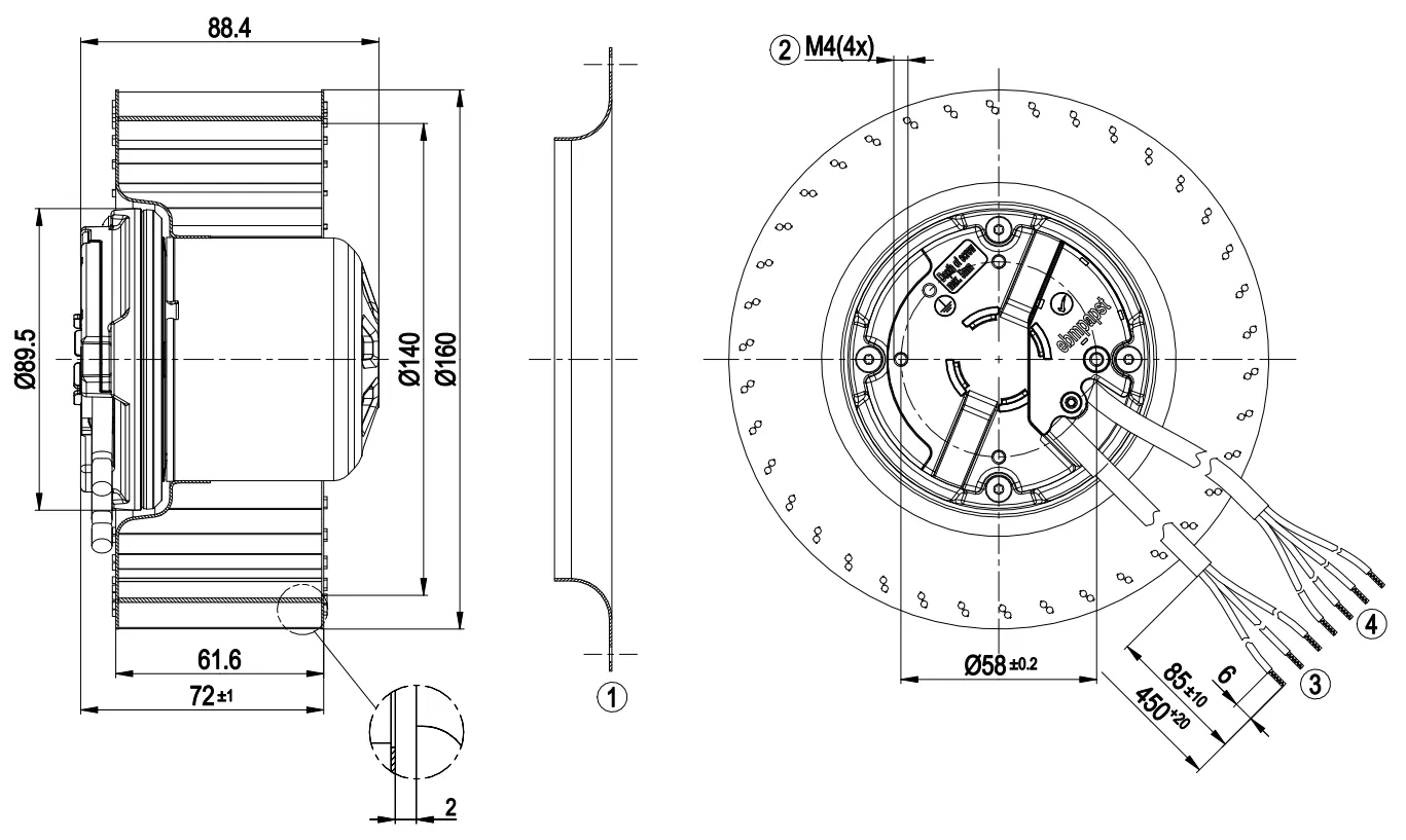 Габаритные размеры R3G160-AK01-01
