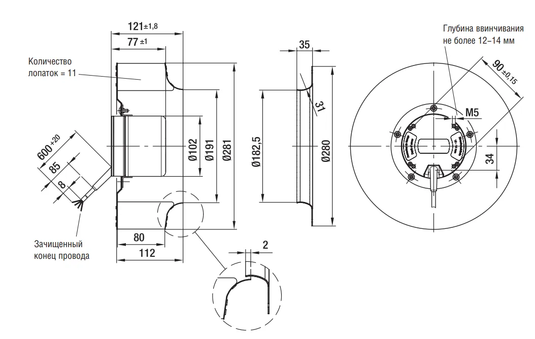 Габаритные размеры R3G280-AC66-30 Ebmpapst