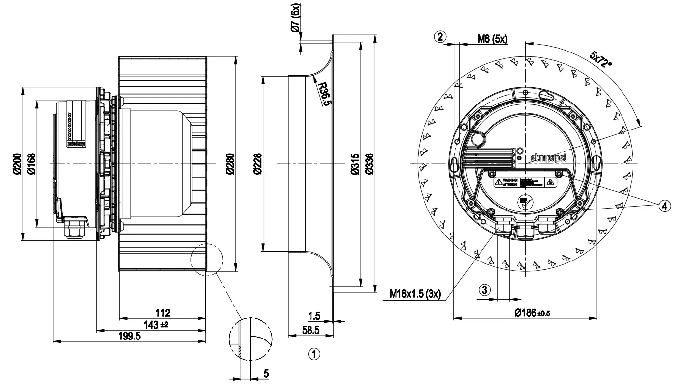 Габаритные размеры R3G280-AN32-01