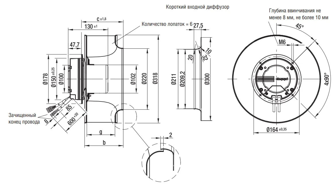 Габаритные размеры R3G310-AJ40-71 Ebmpapst