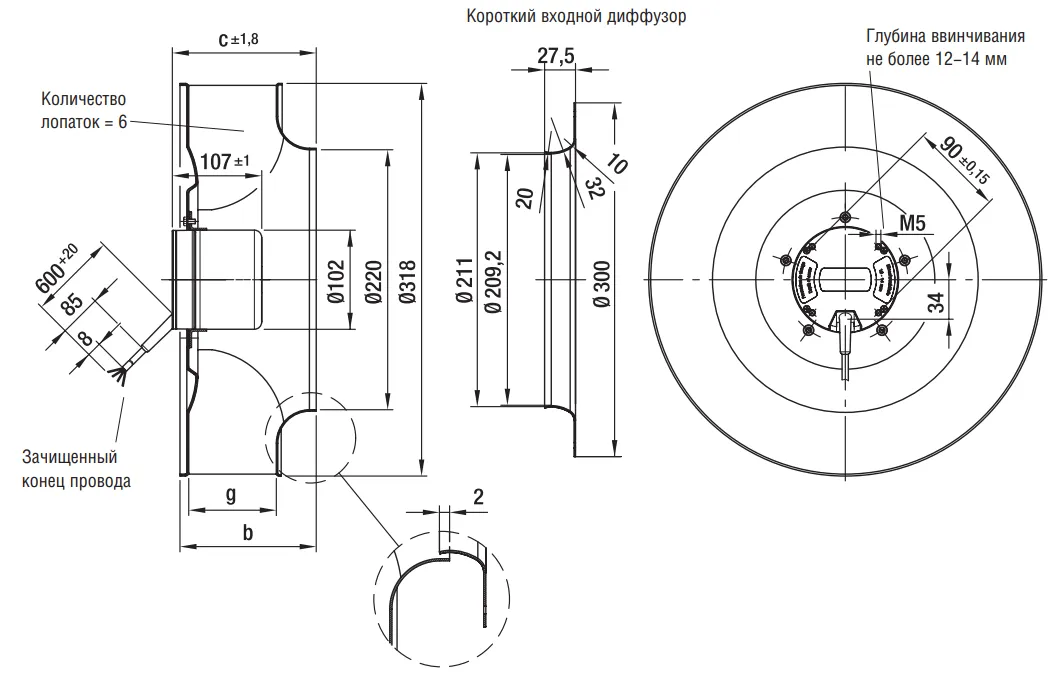 Габаритные размеры R3G310-AL28-61 Ebmpapst