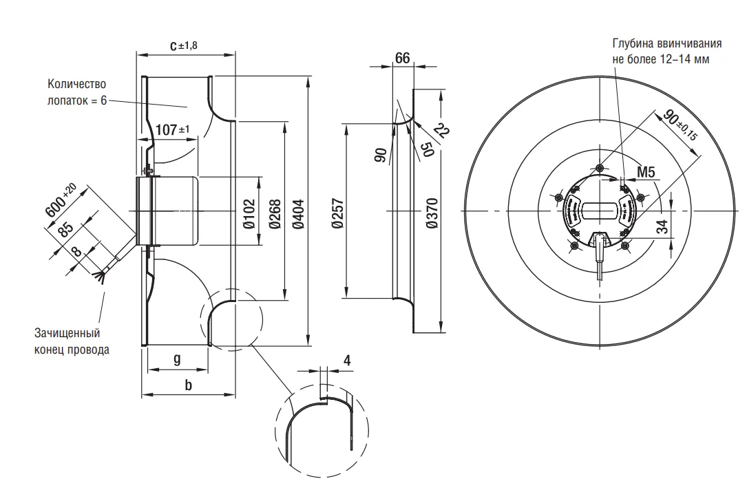 Габаритные размеры Ebmpapst Габаритные размеры R3G400-AC42-81 Ebmpapst
