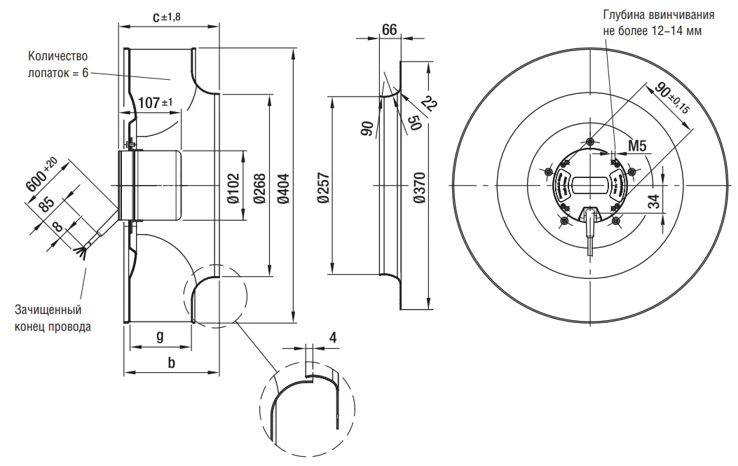 Габаритные размеры Ebmpapst Габаритные размеры R3G400-AD20-30 Ebmpapst
