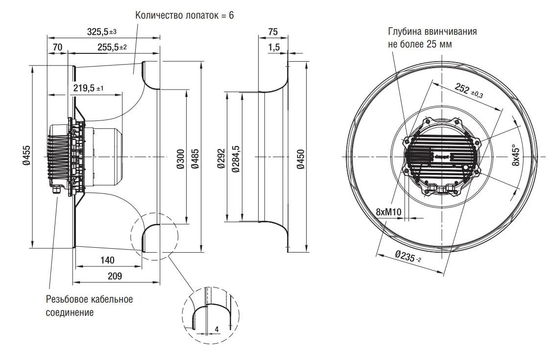 Габаритные размеры R3G450-AT09-03 Ebmpapst