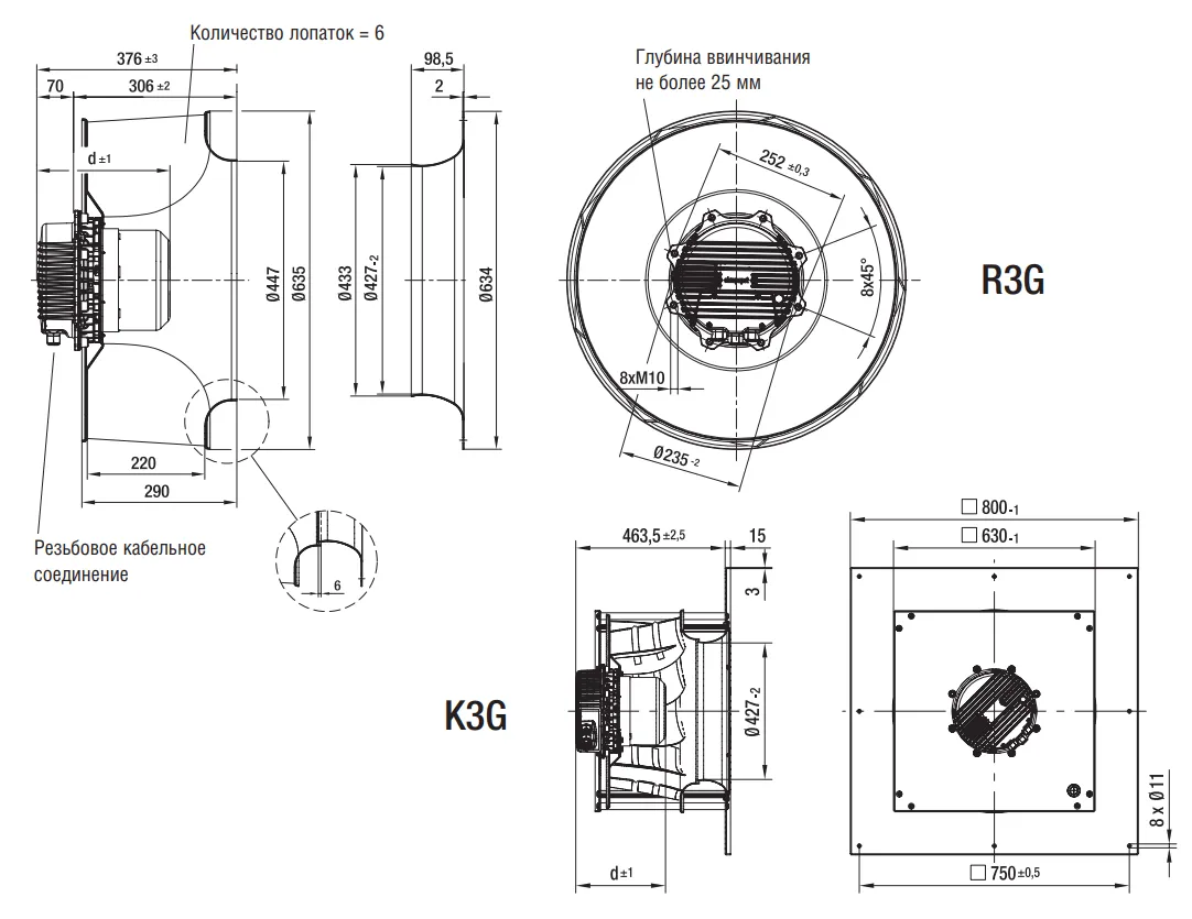 Габаритные размеры R3G630-AA08-03 Ebmpapst