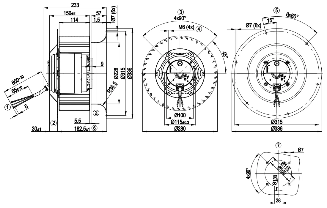 Габаритные размеры R4D280-CI03-01