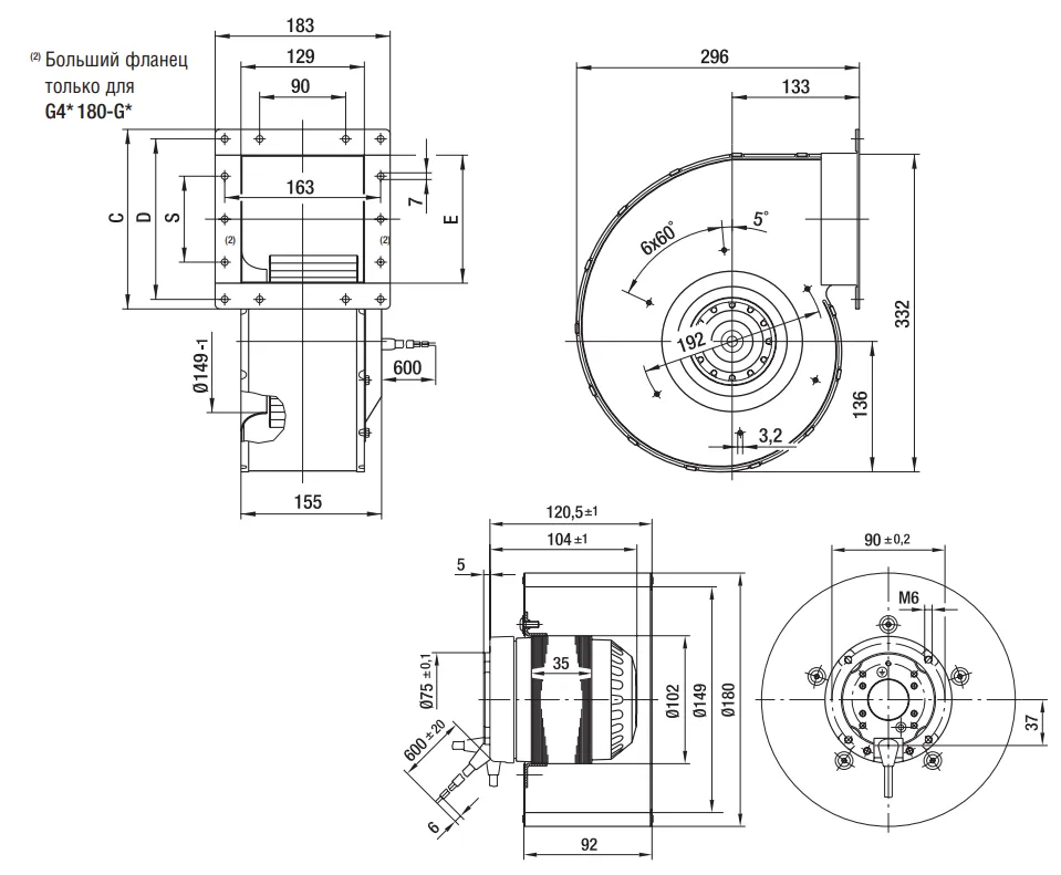 Габаритные размеры R4E180-AS11-05 Габаритные размеры R4E180-AS11-05