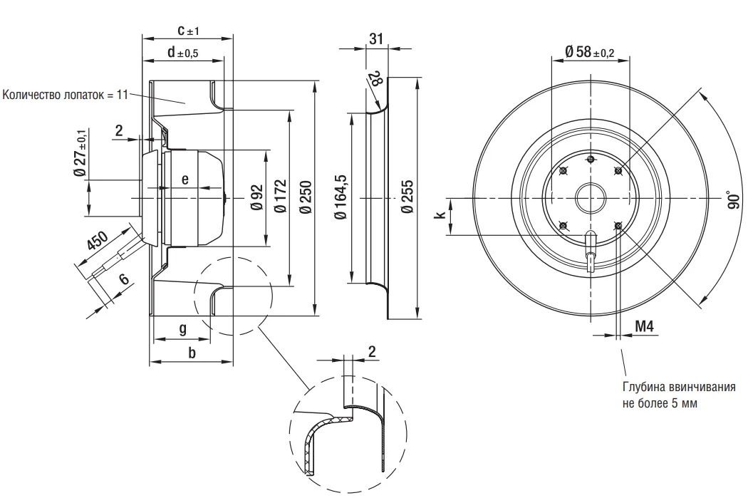 Габаритные размеры R4E250-AH01-05