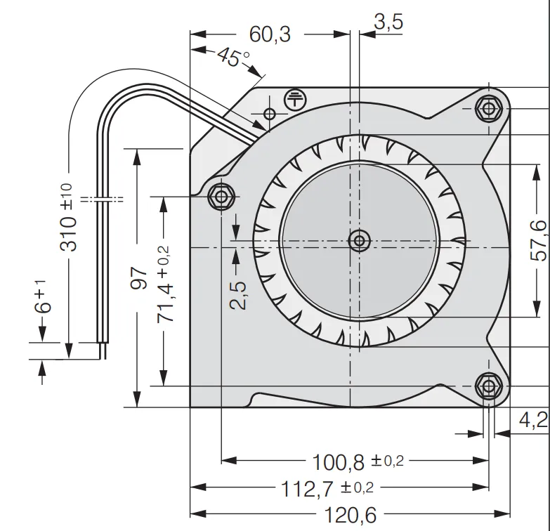 Габаритные размеры компактного вентилятора RL 90-18/50 Ebmpapst