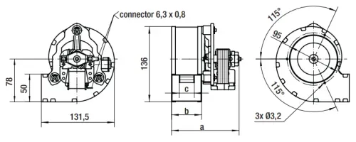 Габаритные размеры центробежного вентилятора RLD85/3400A4-3025LH-455 ir Ebmpapst Габаритные размеры центробежного вентилятора RLD85/3400A4-3025LH-455 ir Ebmpapst