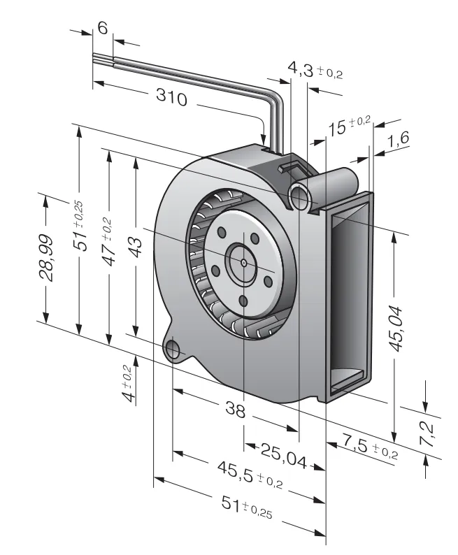 Габаритные размеры компактного вентилятора RLF 35-8/14 N Ebmpapst