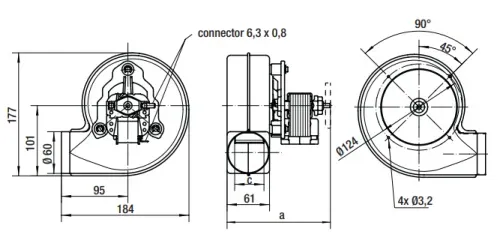 Габаритные размеры центробежного вентилятора RLH108/4200A9-3030LH-494 agt Ebmpapst Габаритные размеры центробежного вентилятора RLH108/4200A9-3030LH-494 agt Ebmpapst